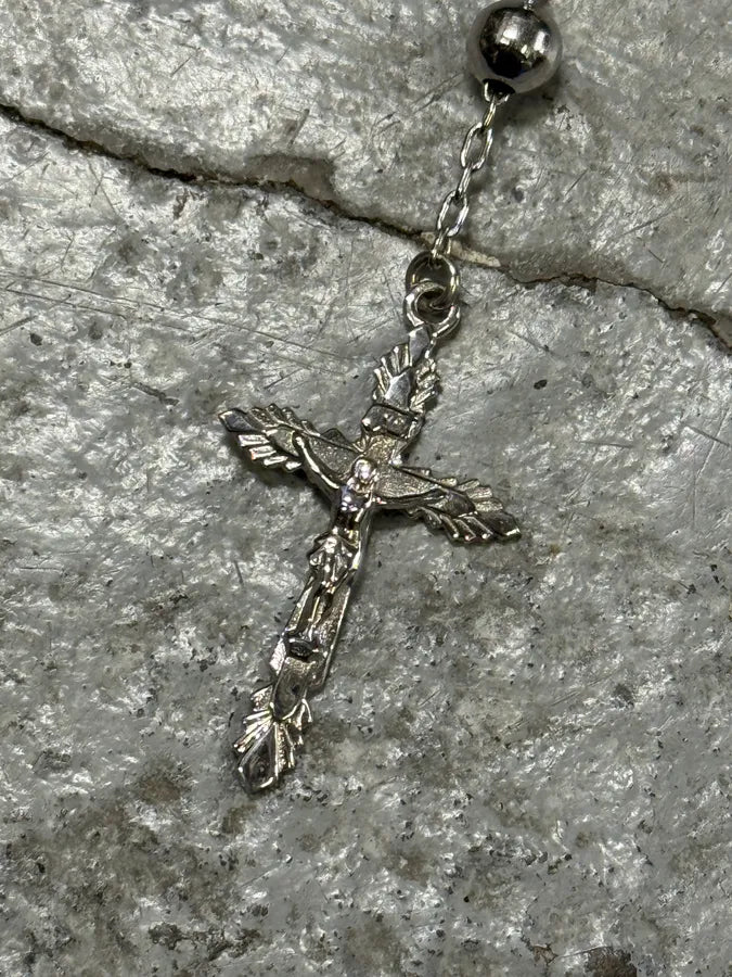 2000s Dolce & Gabbana Rosary Cross Silver Necklace EsBHPIh 3