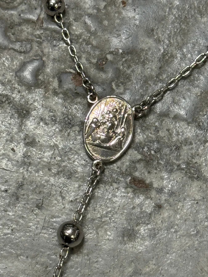 2000s Dolce & Gabbana Rosary Cross Silver Necklace EsBHPIh 5