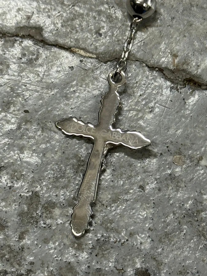 2000s Dolce & Gabbana Rosary Cross Silver Necklace EsBHPIh 7