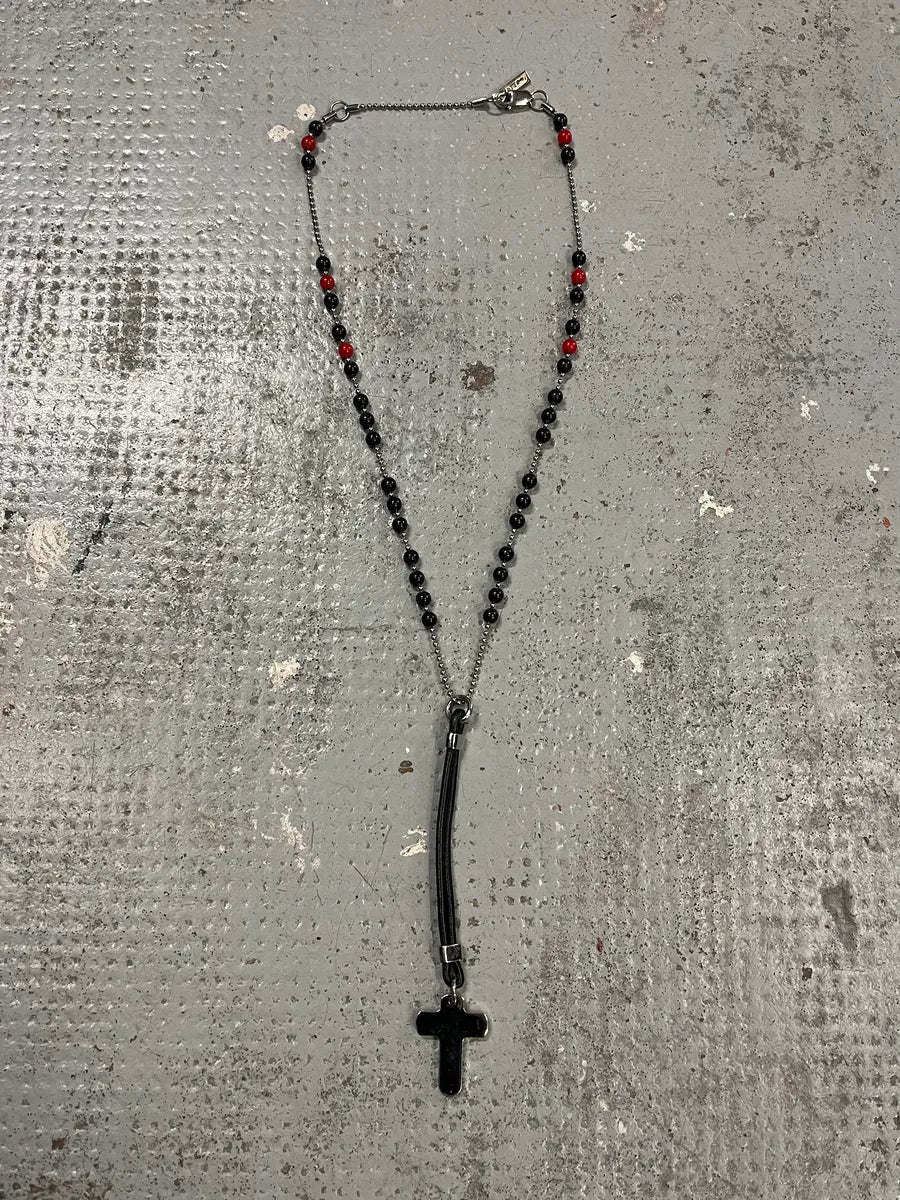 2000s Dolce & Gabbana Rosary Red & Black Beaded Cross Necklace lVLdclE 4