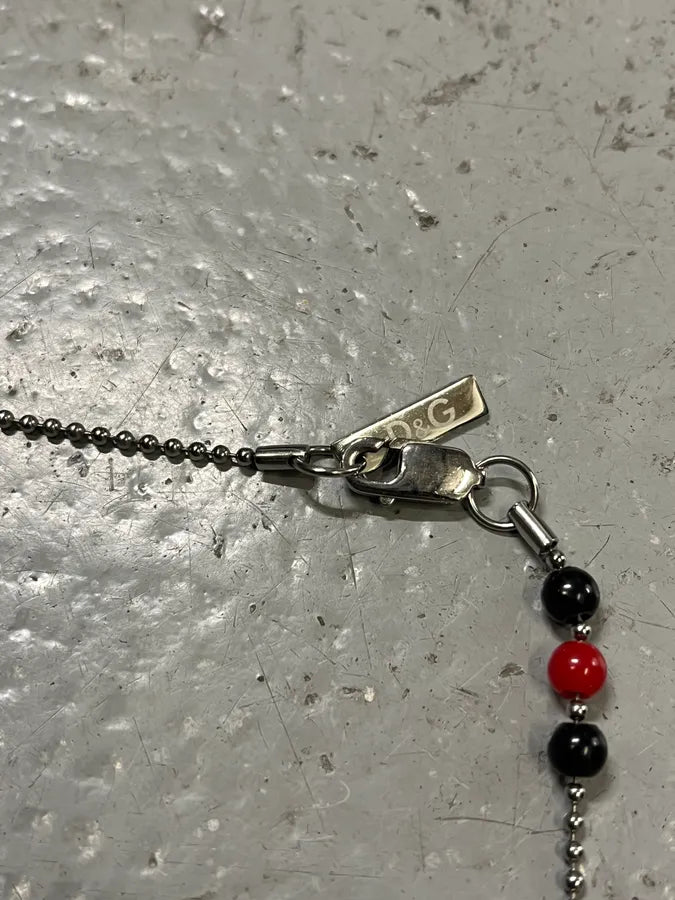 2000s Dolce & Gabbana Rosary Red & Black Beaded Cross Necklace lVLdclE 6