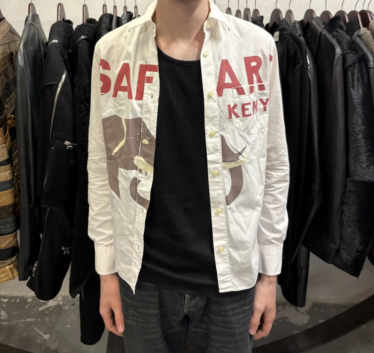 2000s Dolce & Gabbana Safari Kenya Creamy Shirt (S) etowrUT 0