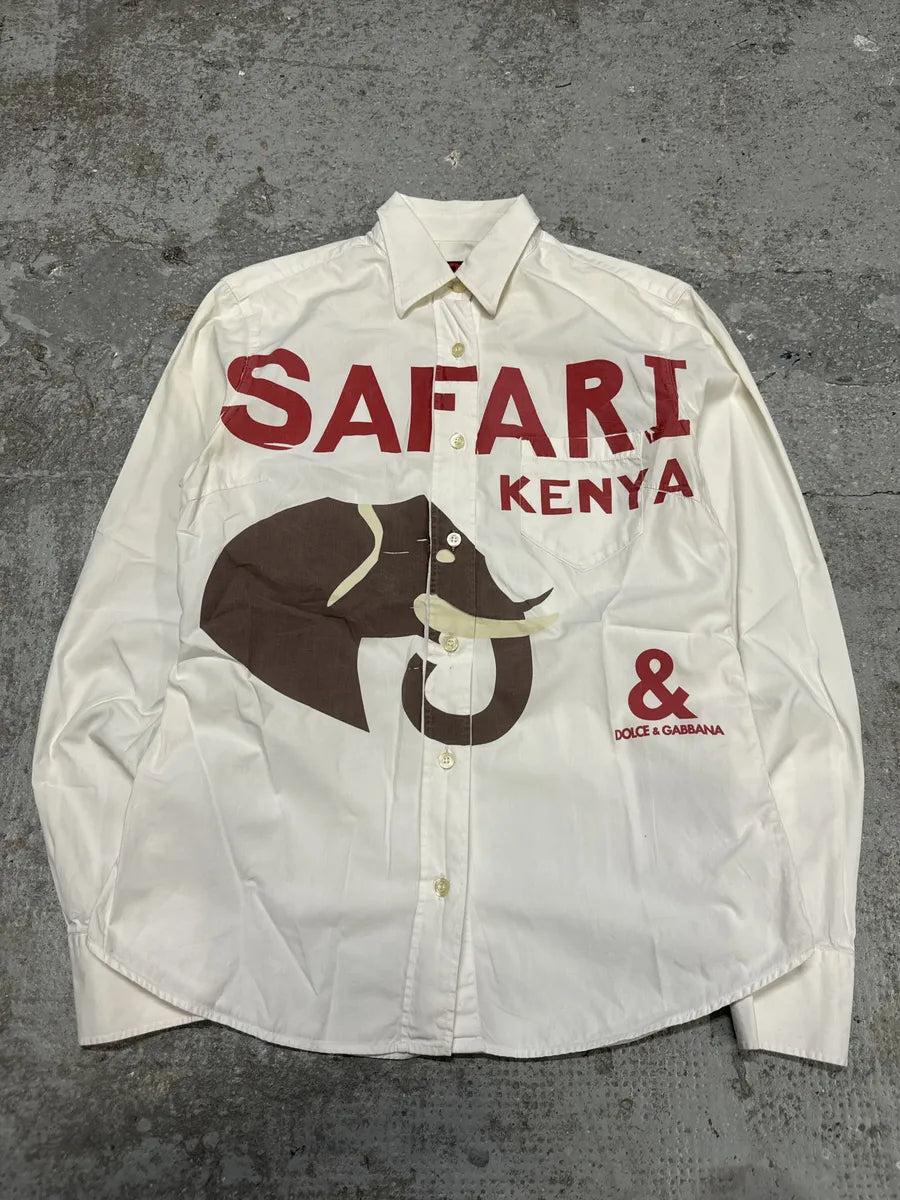 2000s Dolce & Gabbana Safari Kenya Creamy Shirt (S) etowrUT 1