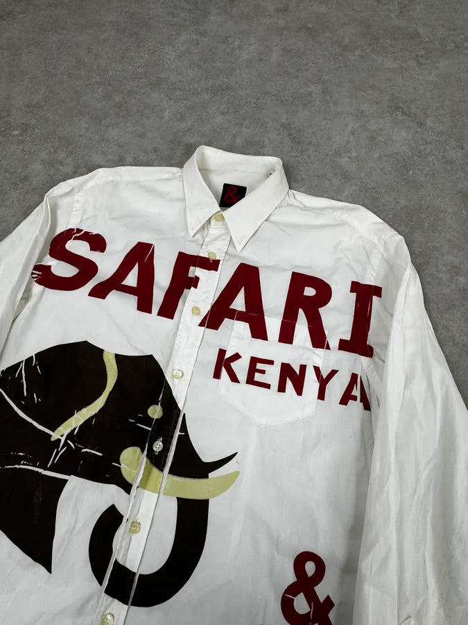 2000s Dolce & Gabbana Safari Kenya Elephant White Shirt gDPRuYg 4