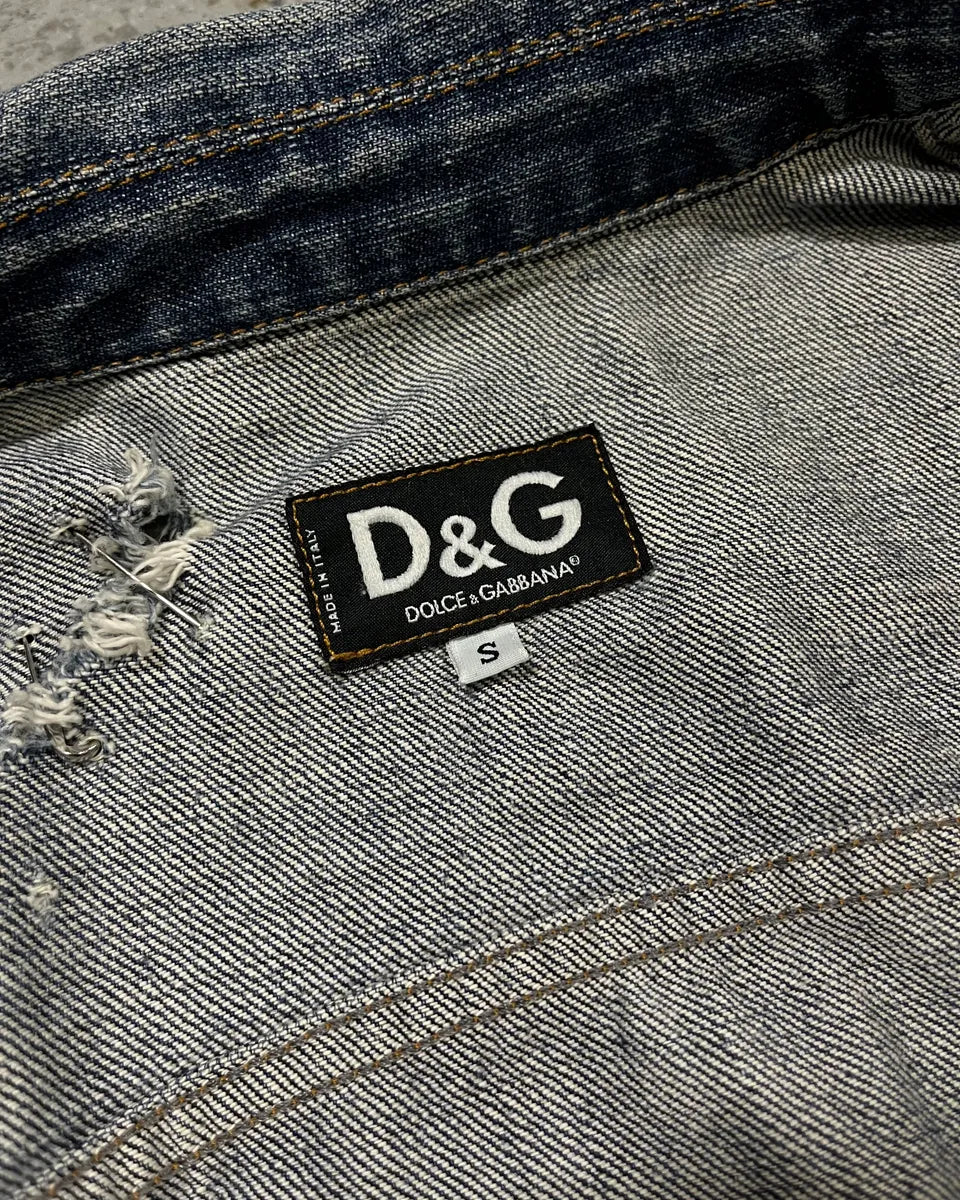 2000s Dolce & Gabbana Safety Pin Blue Denim Jacket NEjjNsx 10