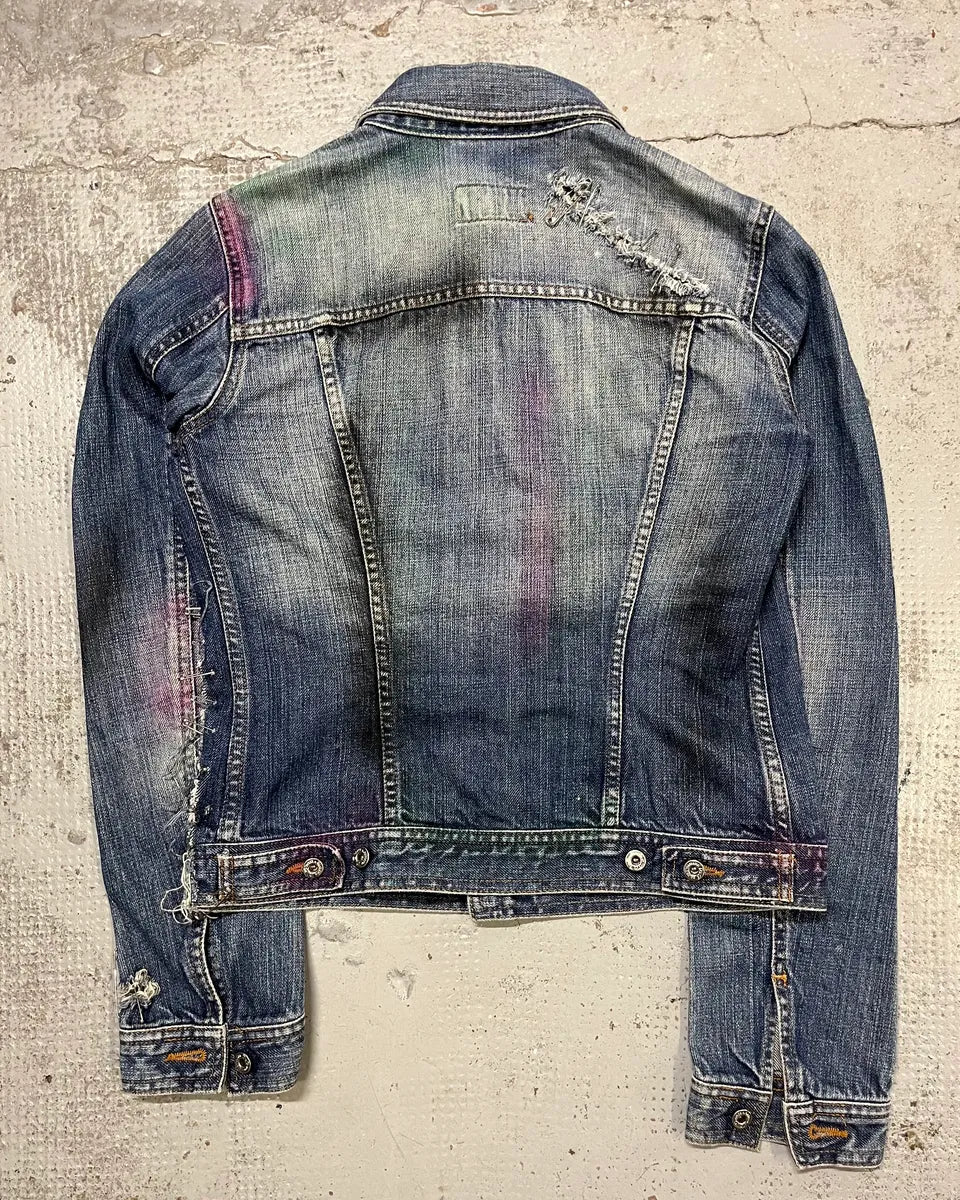 2000s Dolce & Gabbana Safety Pin Blue Denim Jacket NEjjNsx 7