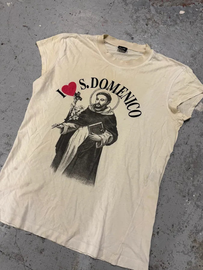 2000s Dolce & Gabbana Saint Domenico Dirty White T-Shirt bZgAcMX 3