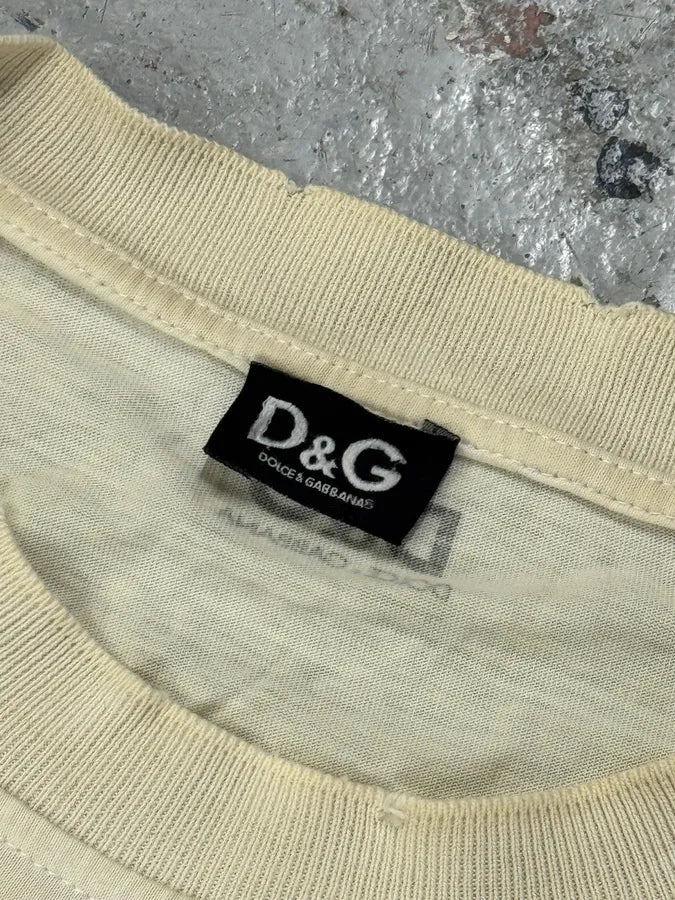2000s Dolce & Gabbana Saint Domenico Dirty White T-Shirt bZgAcMX 5