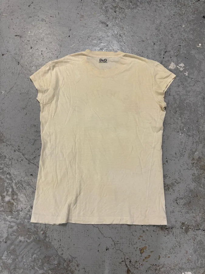 2000s Dolce & Gabbana Saint Domenico Dirty White T-Shirt bZgAcMX 6