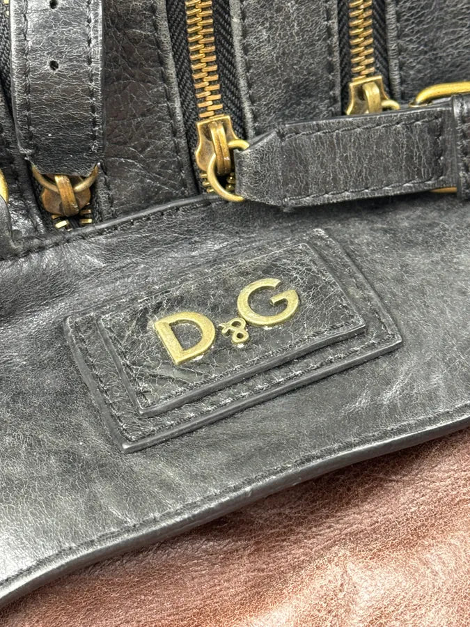 AW2010 Dolce & Gabbana Brown Eroded Leather Lily Bag BjJPyGJ 11