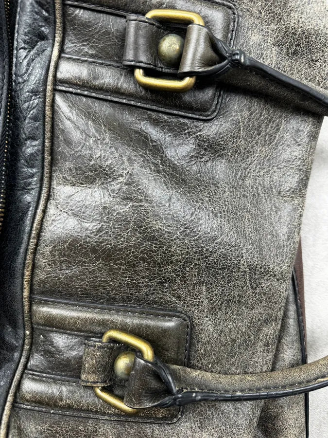 AW2010 Dolce & Gabbana Brown Eroded Leather Lily Bag BjJPyGJ 15