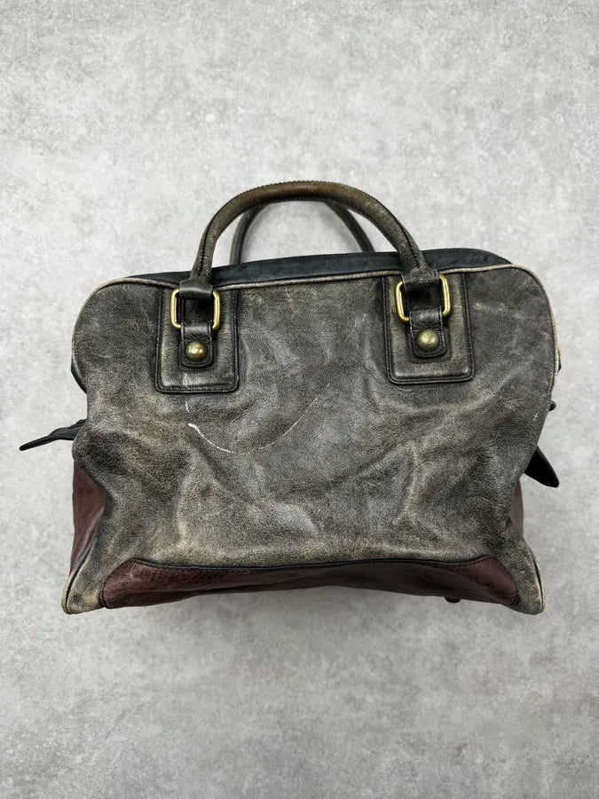AW2010 Dolce & Gabbana Brown Eroded Leather Lily Bag BjJPyGJ 3