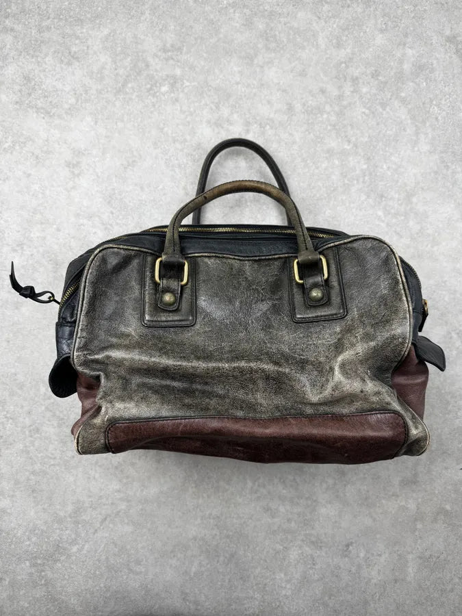AW2010 Dolce & Gabbana Brown Eroded Leather Lily Bag BjJPyGJ 4