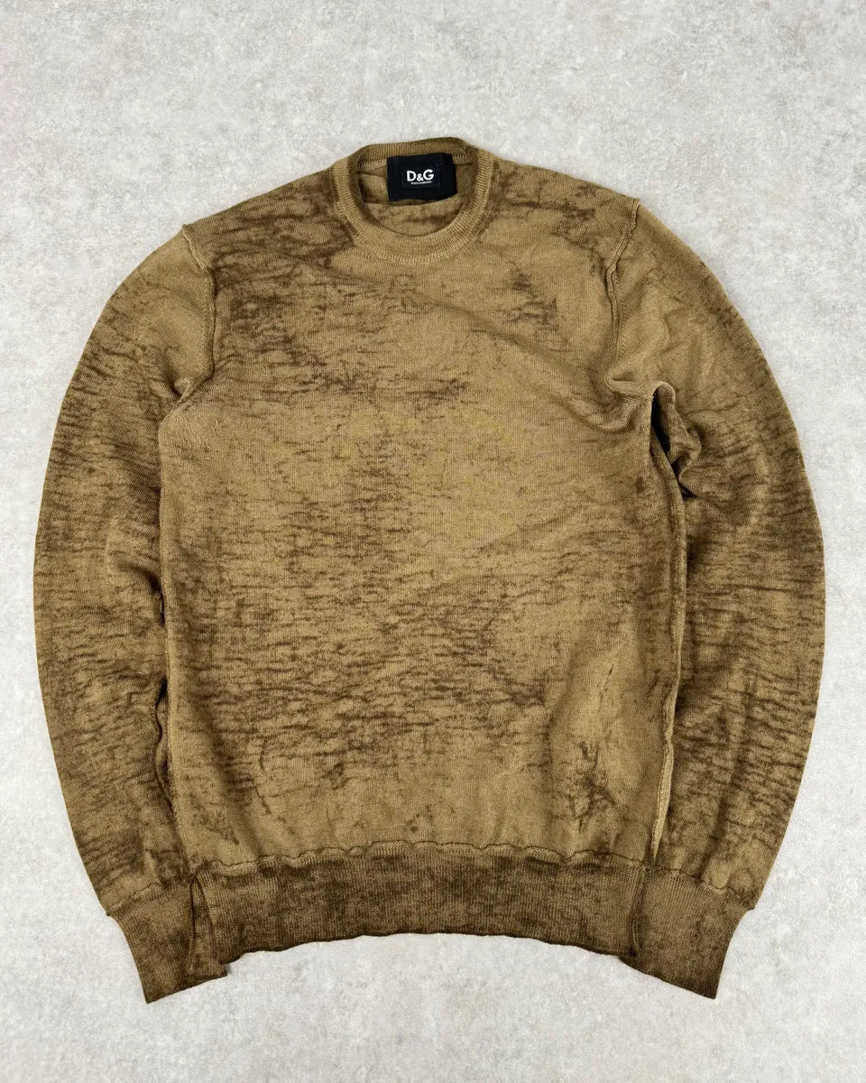 2000s Dolce & Gabbana Brown Sand Wool Sweater PoUhnSs 0
