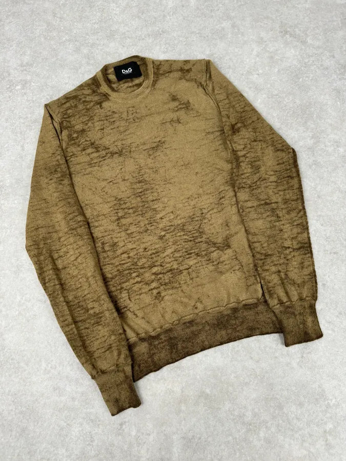 2000s Dolce & Gabbana Brown Sand Wool Sweater PoUhnSs 3