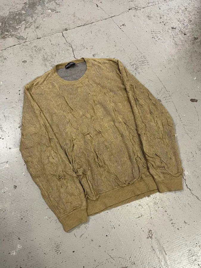 2000s Dolce & Gabbana Sandstorm Beige Relief Abstract Sweater CODrArZ 3