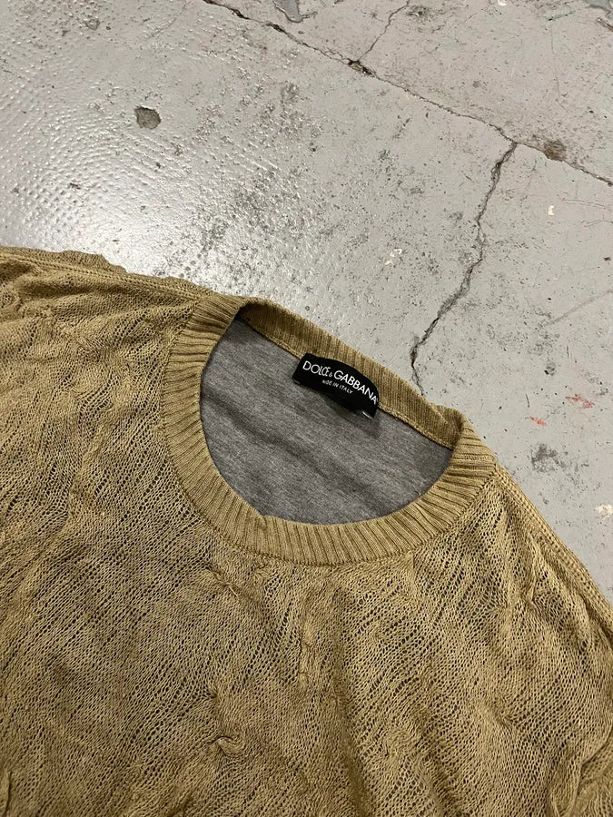 2000s Dolce & Gabbana Sandstorm Beige Relief Abstract Sweater CODrArZ 4
