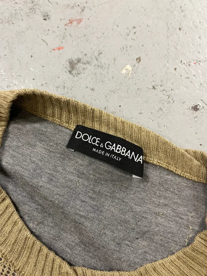 2000s Dolce & Gabbana Sandstorm Beige Relief Abstract Sweater CODrArZ 7
