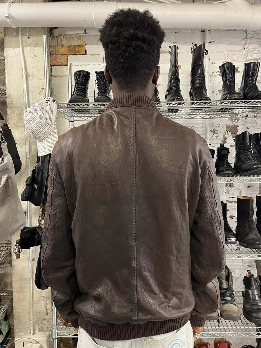 2000s Dolce & Gabbana Scars Brown Leather Jacket ALYJbAV 2