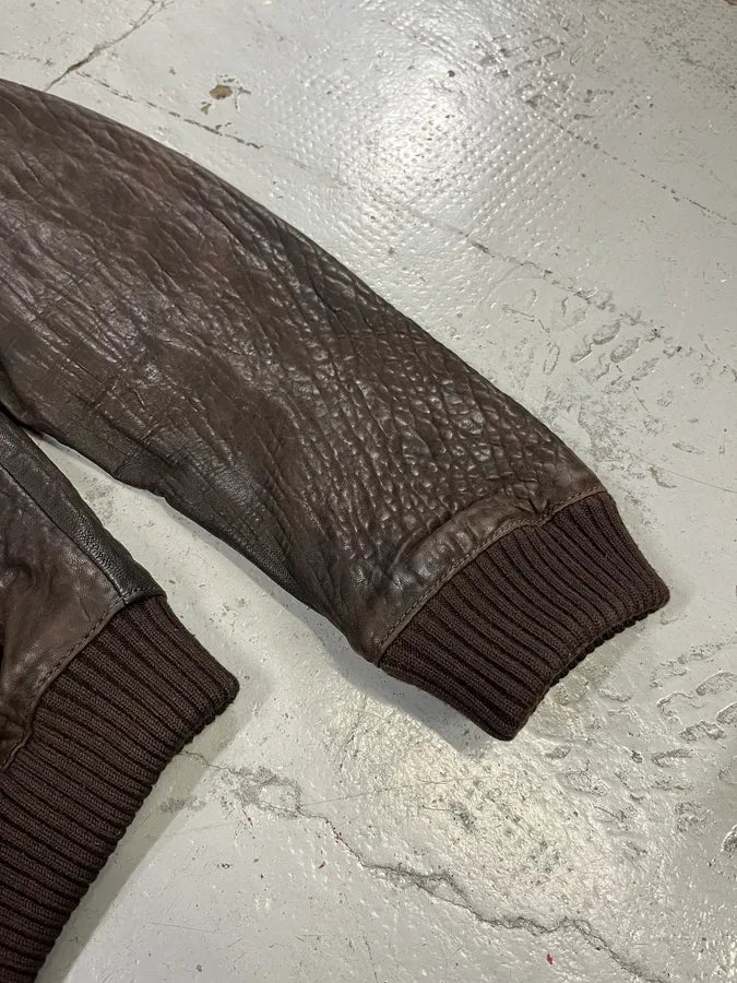 2000s Dolce & Gabbana Scars Brown Leather Jacket ALYJbAV 4