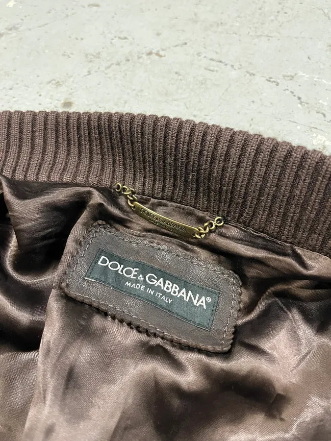 2000s Dolce & Gabbana Scars Brown Leather Jacket ALYJbAV 7