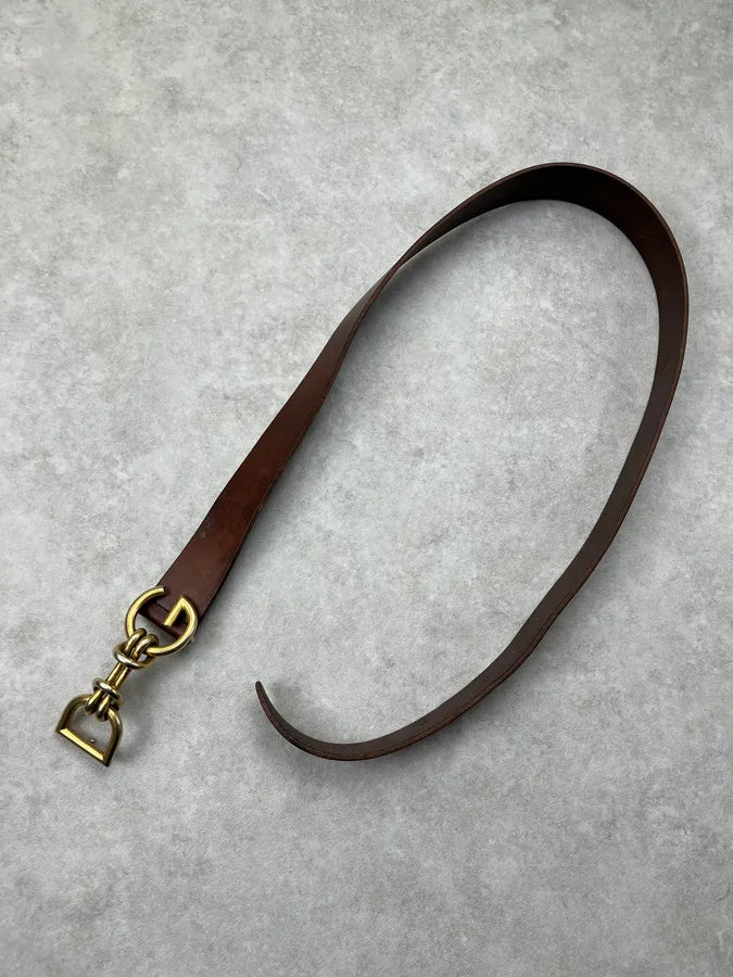 2000s Dolce & Gabbana Sealer Rope Gold Buckle Brown Leather Belt SPpLaEJ 3