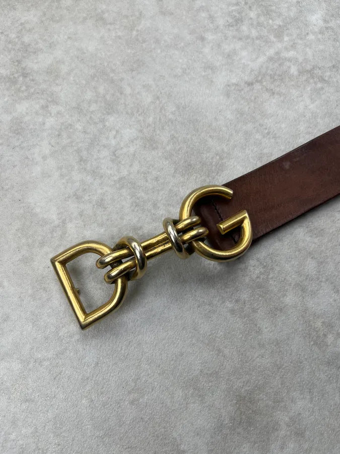 2000s Dolce & Gabbana Sealer Rope Gold Buckle Brown Leather Belt SPpLaEJ 4
