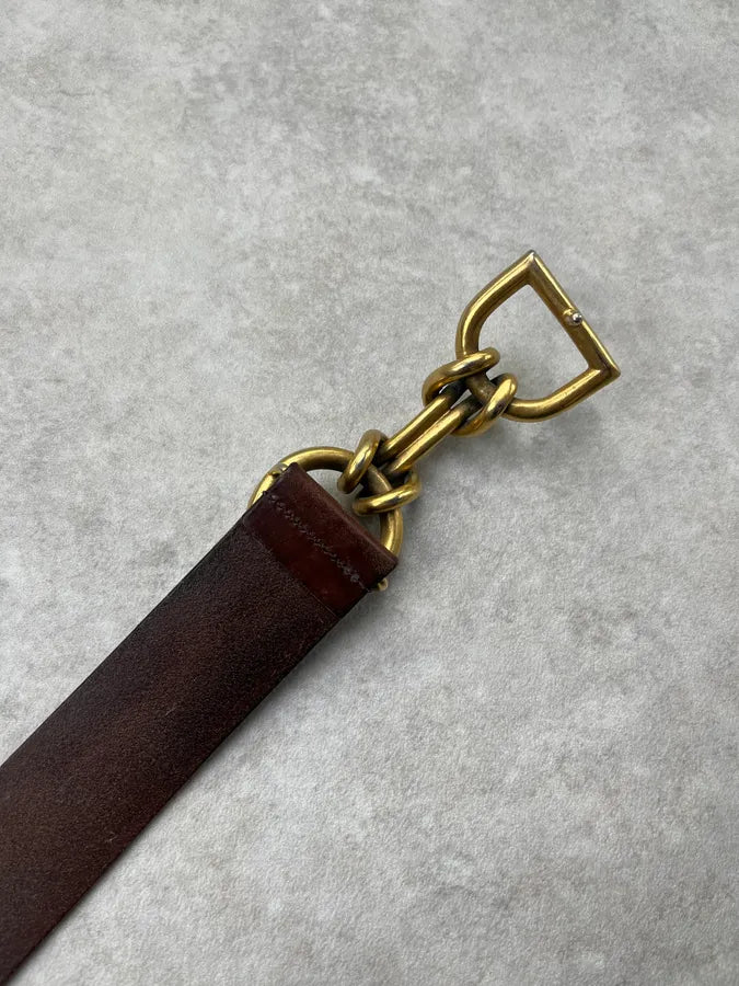 2000s Dolce & Gabbana Sealer Rope Gold Buckle Brown Leather Belt SPpLaEJ 7
