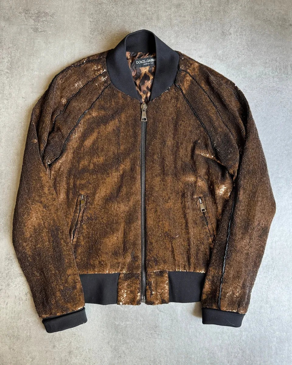 2010s Dolce & Gabbana Sequin Brown Jacket wxTUbsb 0