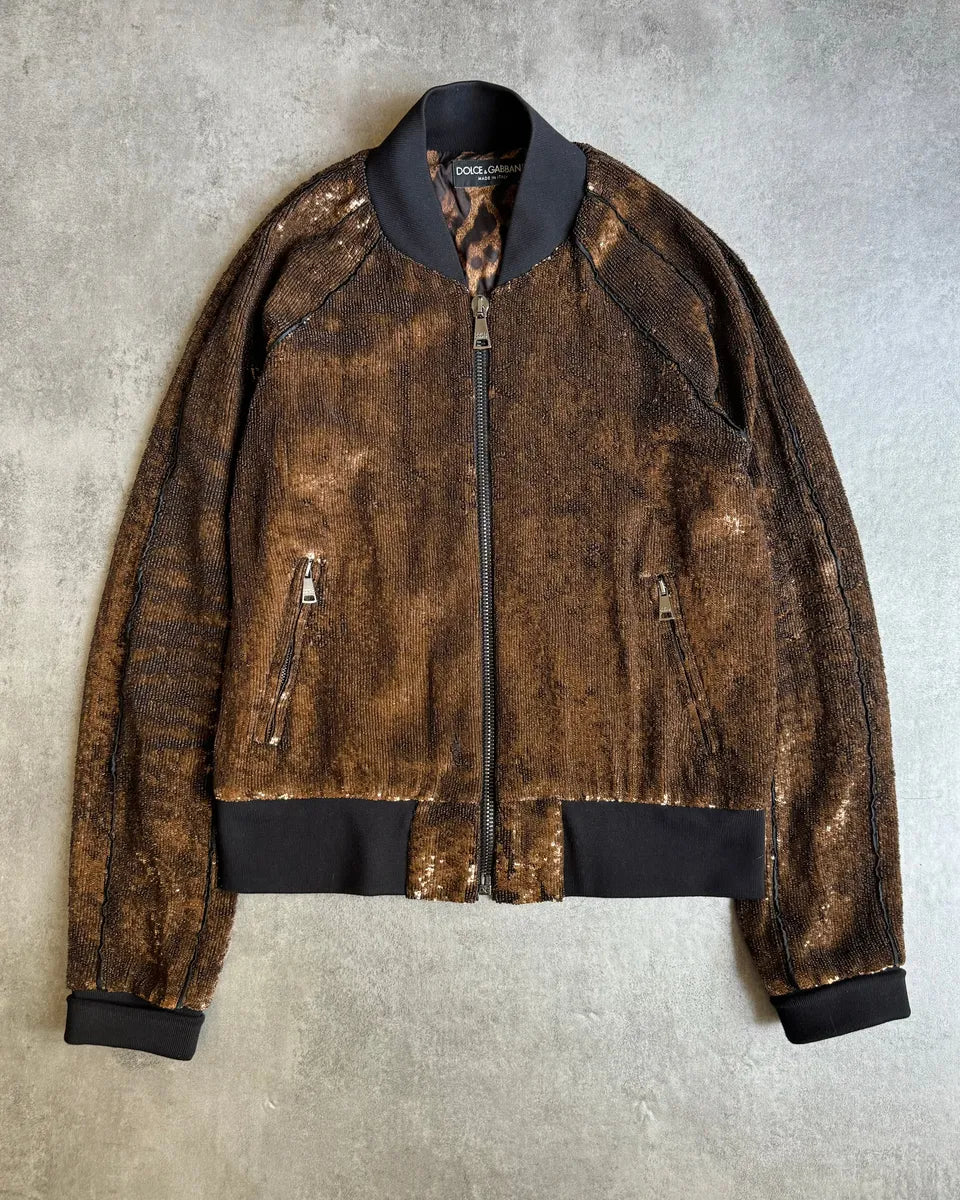 2010s Dolce & Gabbana Sequin Brown Jacket wxTUbsb 10