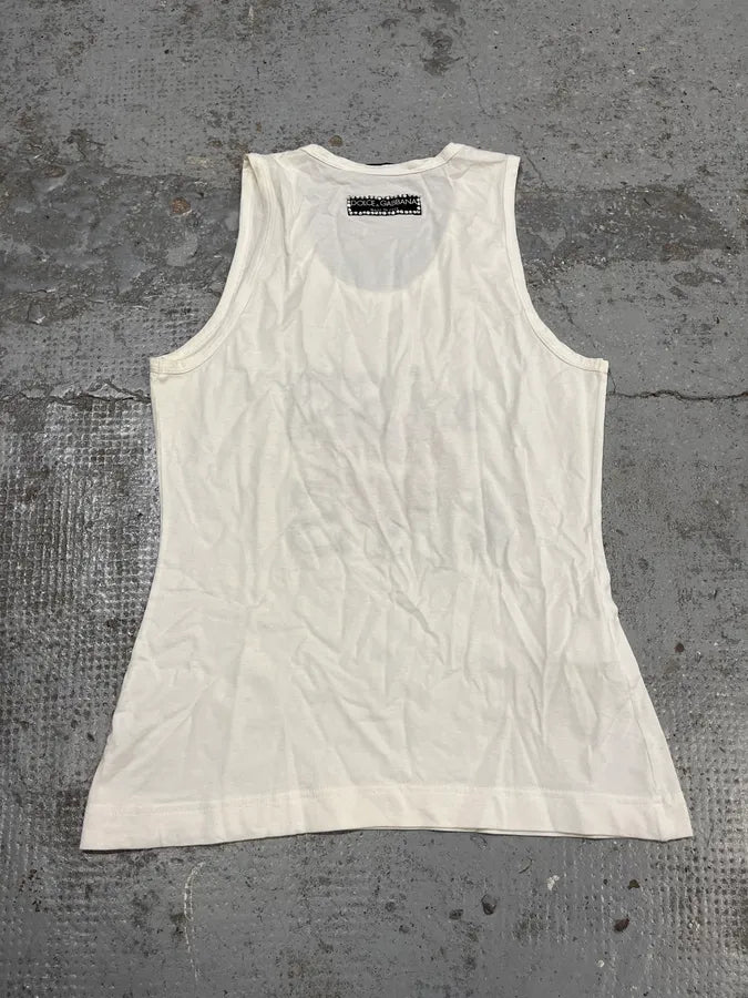 2000s Dolce & Gabbana Sequin Embellished Miss Kiss White Tank Top WMpJhEa 6
