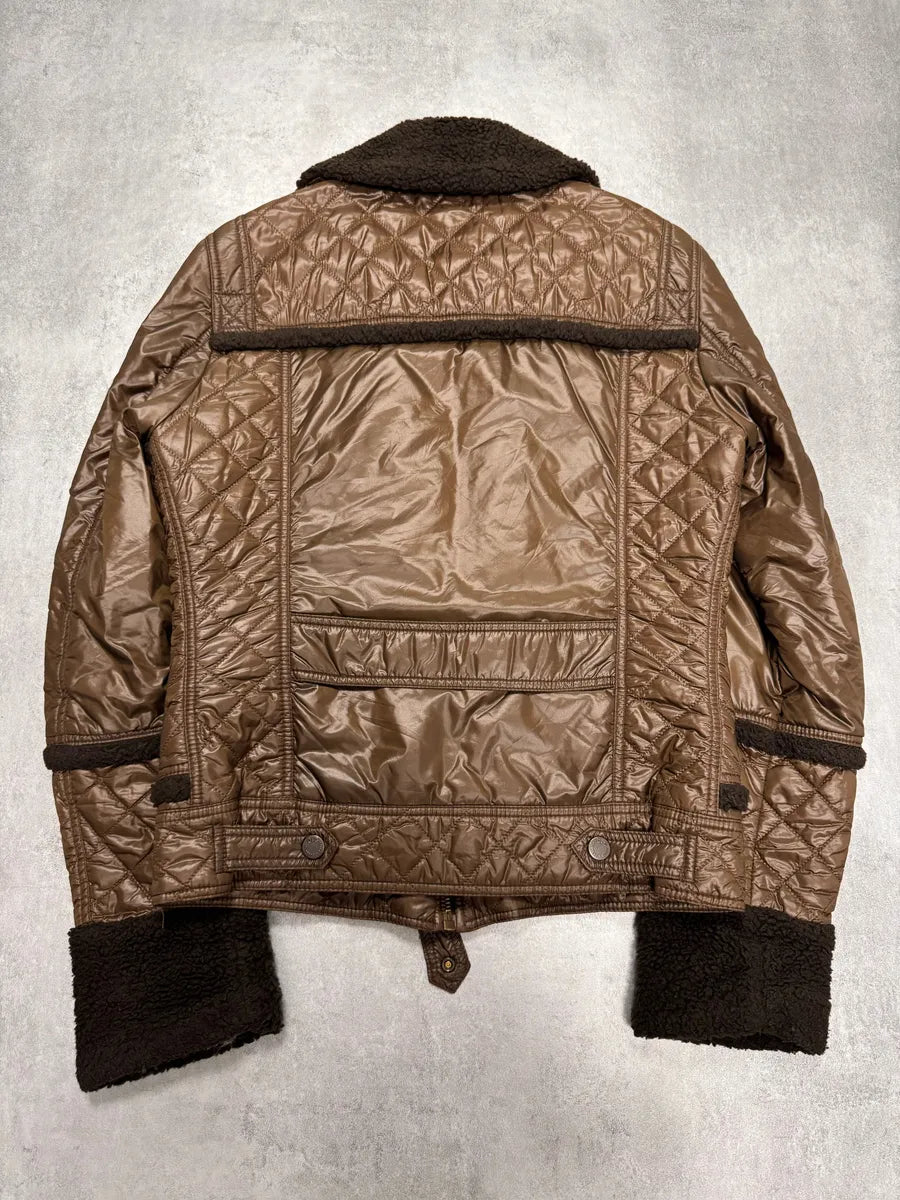 2000s Dolce & Gabbana Shearling Brown Mafia Jacket (S) qHFyiTk 2