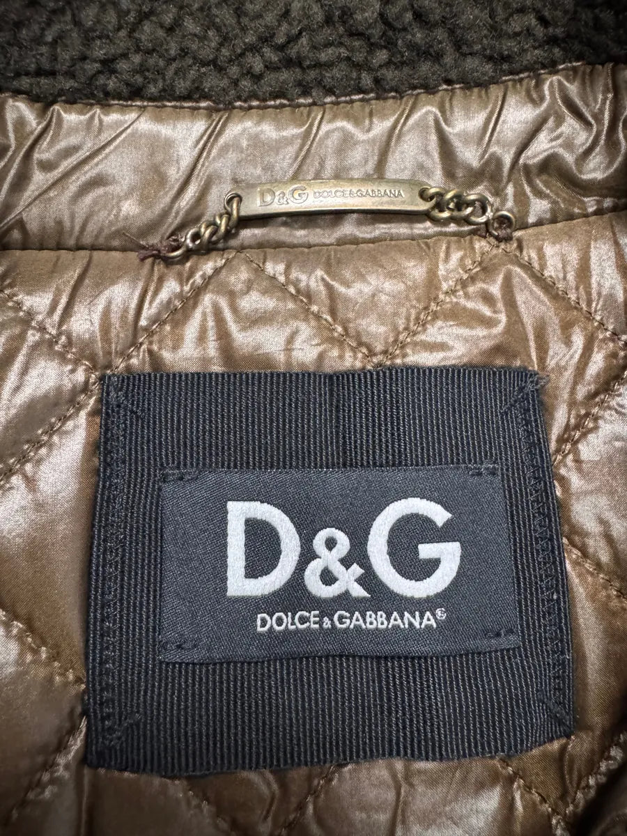2000s Dolce & Gabbana Shearling Brown Mafia Jacket (S) qHFyiTk 4