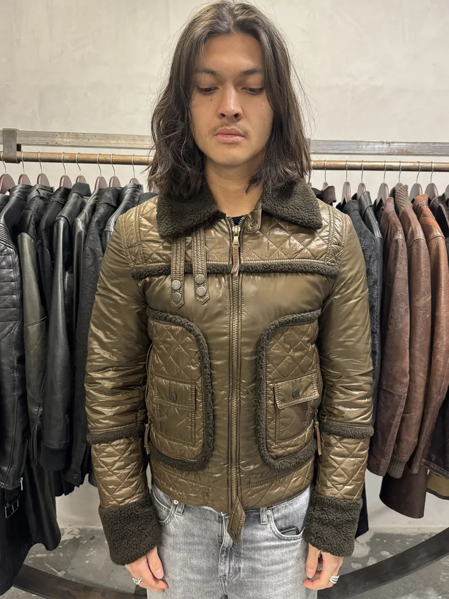 2000s Dolce & Gabbana Shearling Brown Mafia Jacket (S) qHFyiTk 0
