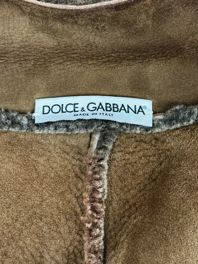 2000s Dolce & Gabbana Shearling Reversible Beige Jacket OgaiejO 13