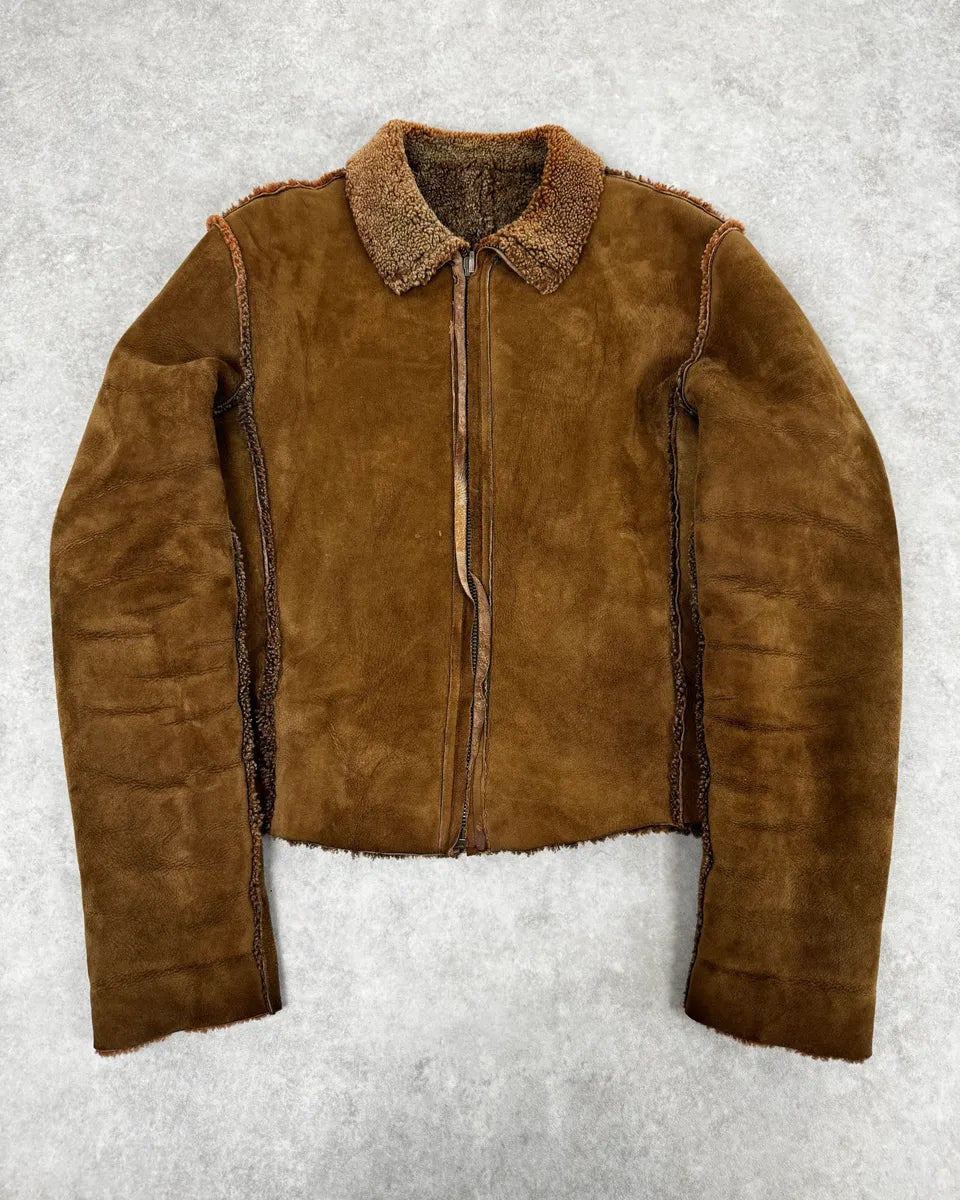 2000s Dolce & Gabbana Shearling Reversible Beige Jacket OgaiejO 1