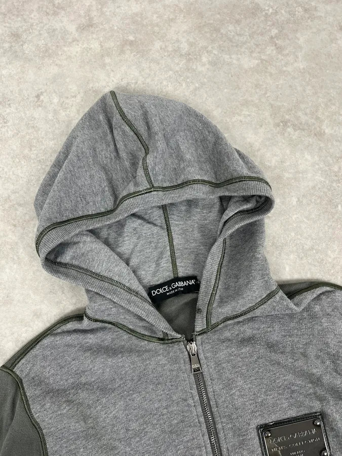 2000s Dolce & Gabbana Signature Grey Zip-Up Hoodie xWBbngl 3