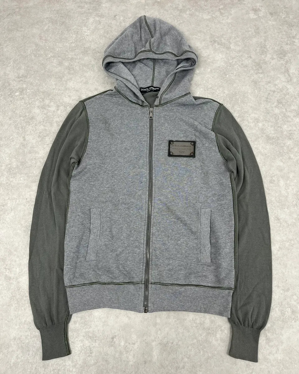 2000s Dolce & Gabbana Signature Grey Zip-Up Hoodie xWBbngl 2