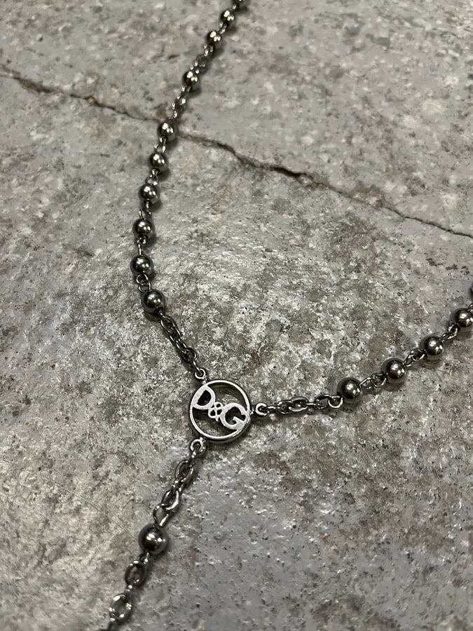2000s Dolce & Gabbana Silver Cross Rosary Necklace (OS) DqmfjTS 3