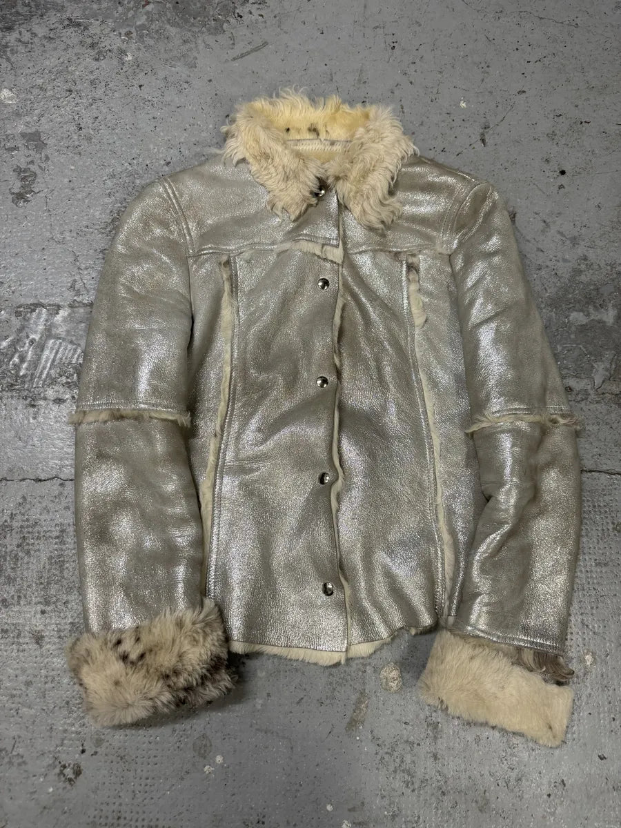 2000s Dolce & Gabbana Silver Fur Cow Astro Jacket ylvjUle 0