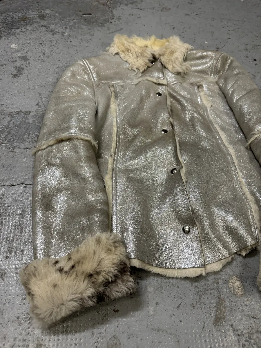 2000s Dolce & Gabbana Silver Fur Cow Astro Jacket ylvjUle 6