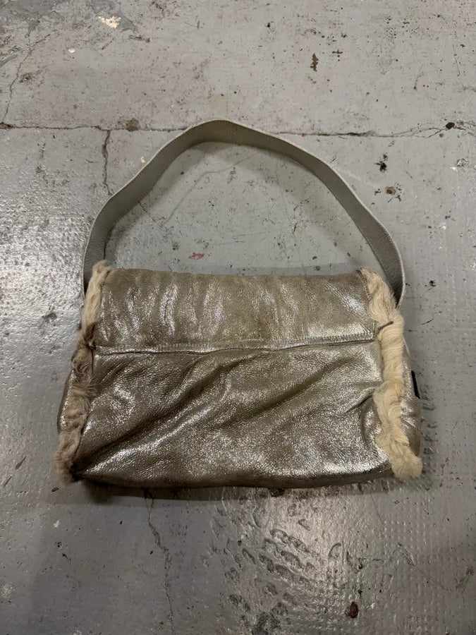 2000s Dolce & Gabbana Silver Fur Cow Shoulder Bag lIrhTiP 3