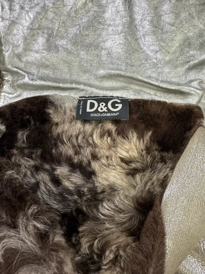2000s Dolce & Gabbana Silver Fur Cow Shoulder Bag lIrhTiP 5