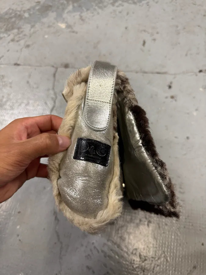 2000s Dolce & Gabbana Silver Fur Cow Shoulder Bag lIrhTiP 6