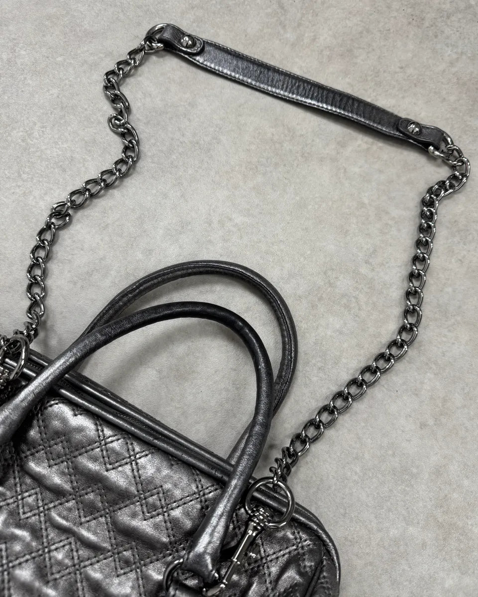 2000s Dolce & Gabbana Silver Leather Quilted Handle Bag HHfeiRZ 5