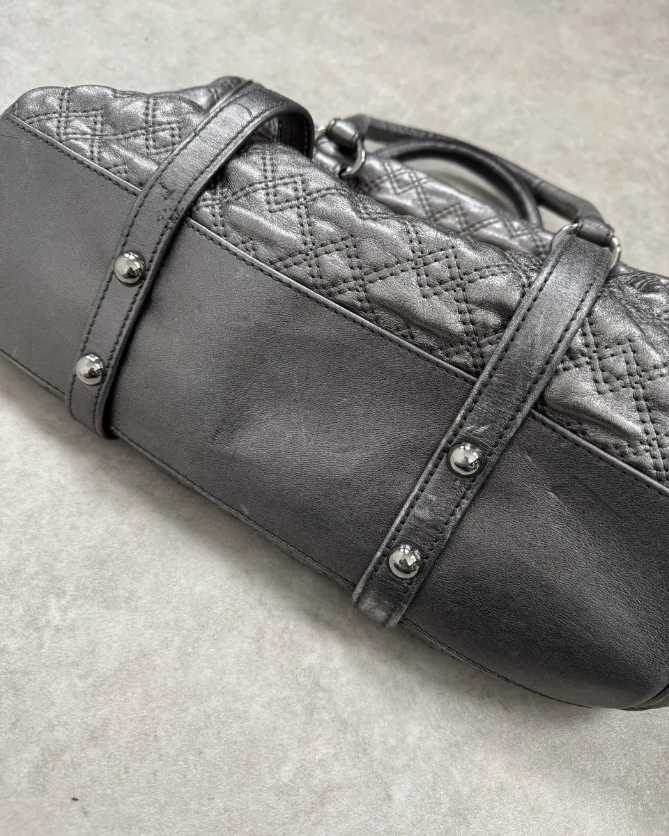 2000s Dolce & Gabbana Silver Leather Quilted Handle Bag HHfeiRZ 7