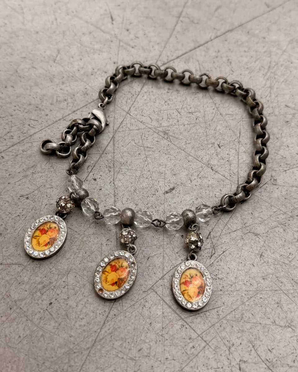 2000s Dolce & Gabbana Silver Metal Amber Cameo Bracelet BHHnxTk 0