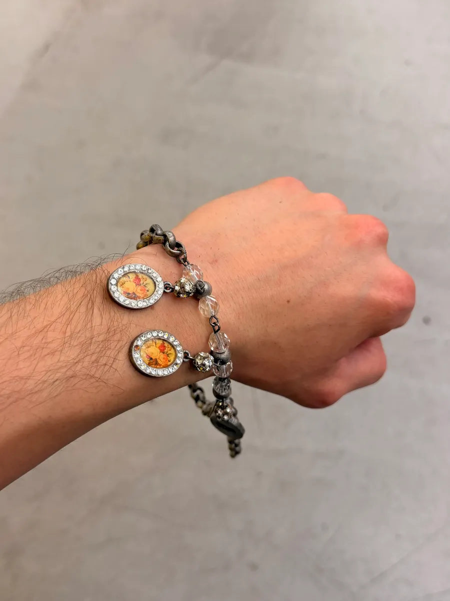 2000s Dolce & Gabbana Silver Metal Amber Cameo Bracelet BHHnxTk 1