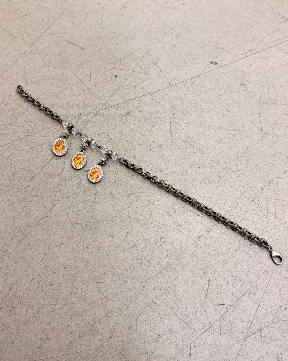 2000s Dolce & Gabbana Silver Metal Amber Cameo Bracelet BHHnxTk 4