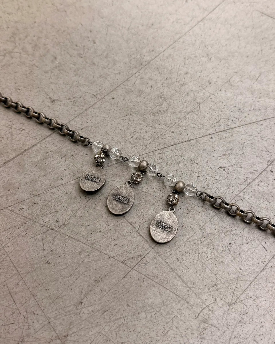 2000s Dolce & Gabbana Silver Metal Amber Cameo Bracelet BHHnxTk 5
